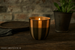Värmeljushållare i glas, 8,5cm, Olivegrön/Beige