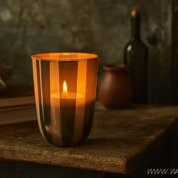 Värmeljushållare i glas, 11cm, Olivgrön/Beige