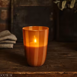 Värmeljushållare i glas, 11cm, Orange/Beige