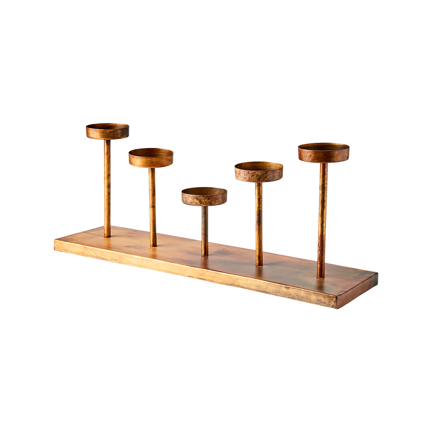 Ljusstake i järn för blockljus eller värmeljus, 60cm, Mässing