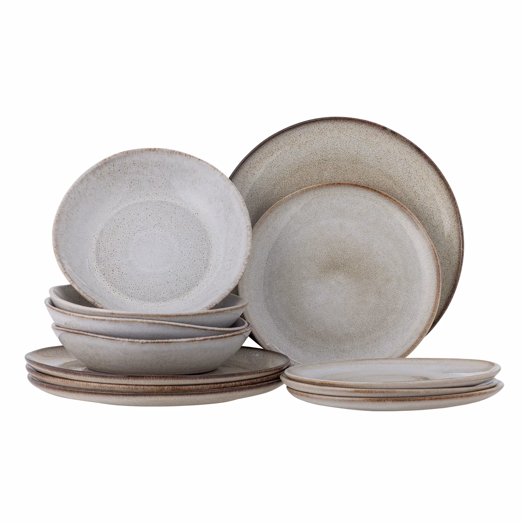 Sandrine Stengods Servis, 12 delar, Beige