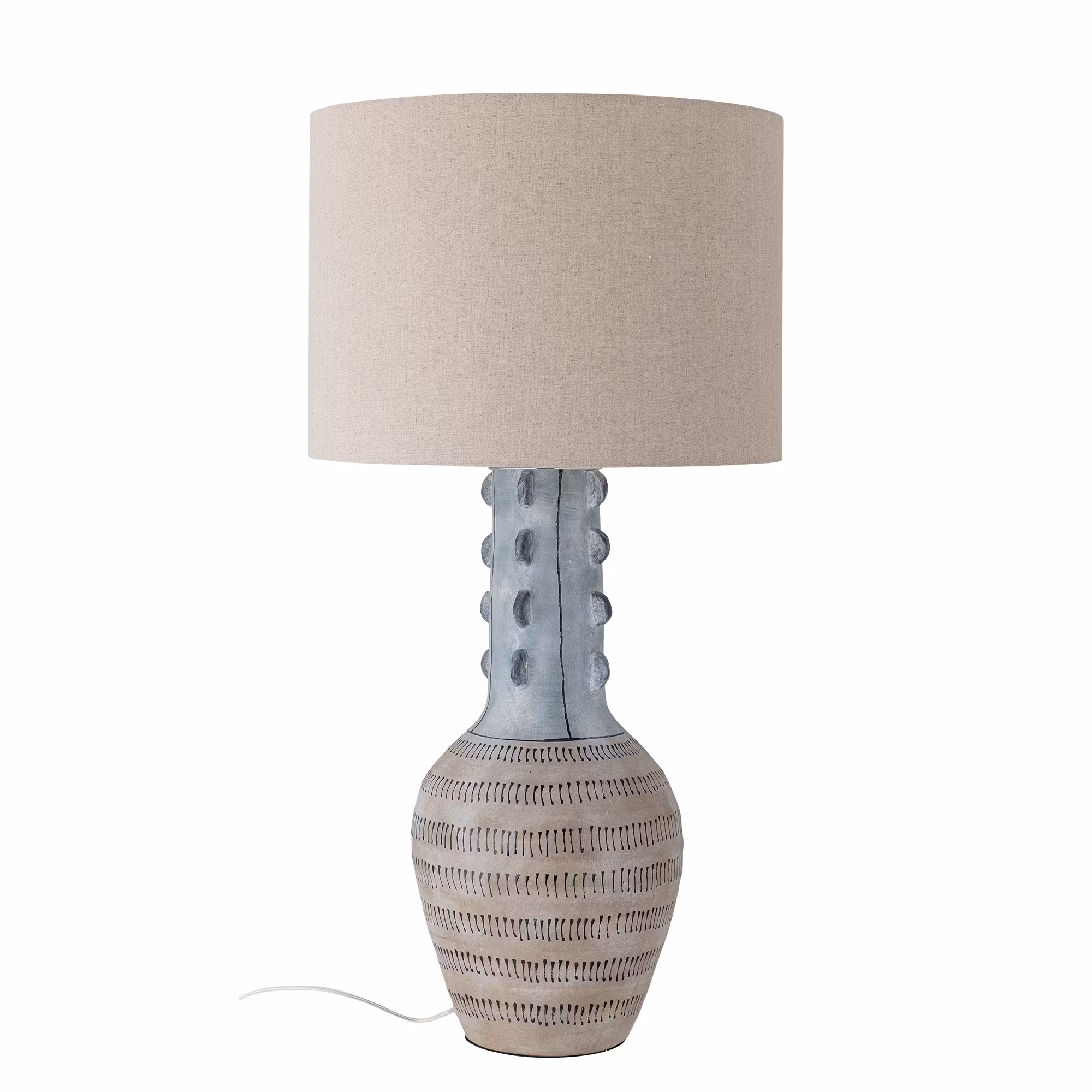 Unik och handmålad lampa i stengods och linne, 90cm, Bloomingville