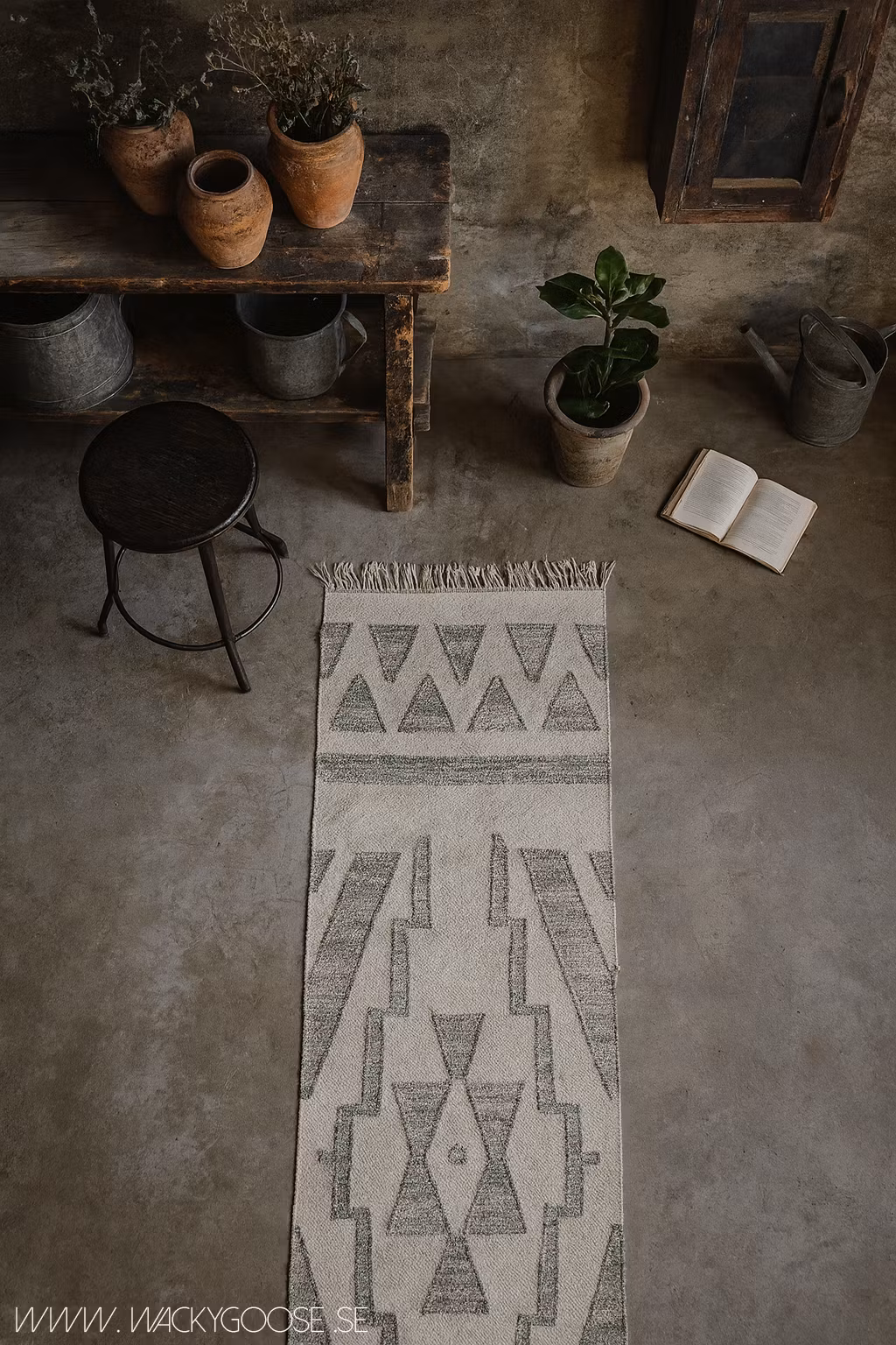 Matta i bomull och jute, 240x60cm