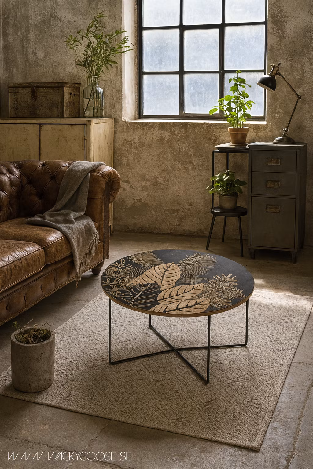 Soffbord med mönster i mangoträ, 80cm