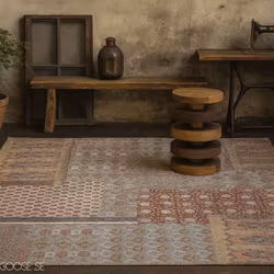 Matta i patchwork-design, 100% bomull, 215X150cm