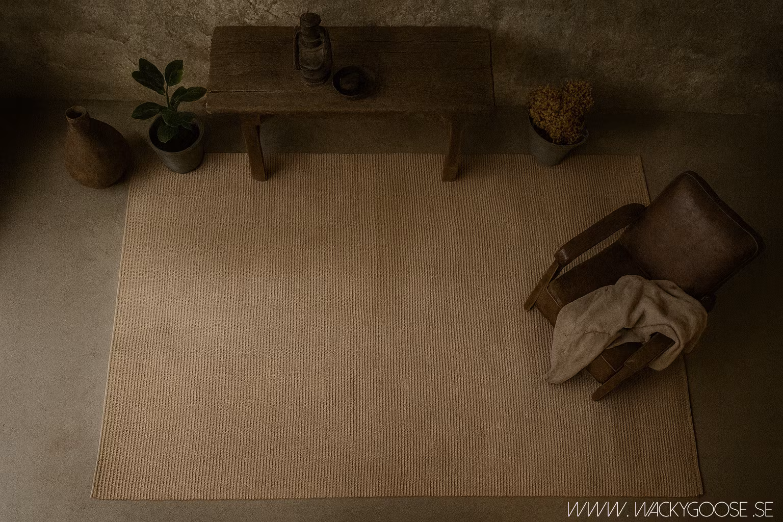 Matta i bomull, jute och ull, XL, 300x200cm