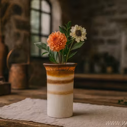 Retro vas i beige, brunt och orange
