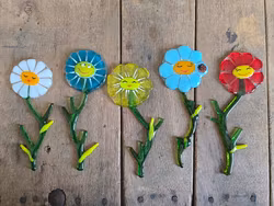 Magnet - Handgjord glasfigur, STOR BLOMMA, Glasfusing