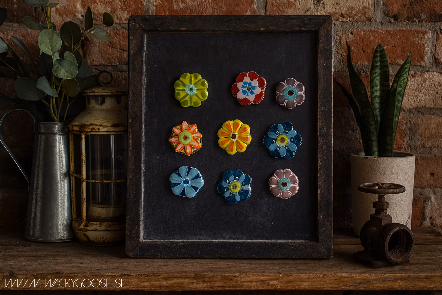 Magnet - Handgjord glasfigur, BLOMMA, Glasfusing