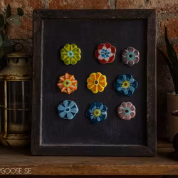 Magnet - Handgjord glasfigur, BLOMMA, Glasfusing