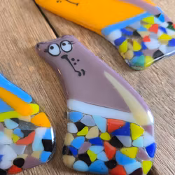 Magnet - Handgjord glasfigur, KATT, Glasfusing