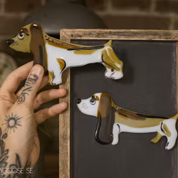 Magnet - Handgjord glasfigur, STOR HUND, Glasfusing