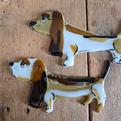Magnet - Handgjord glasfigur, STOR HUND, Glasfusing