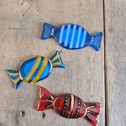 Magnet - Handgjord glasfigur, KARAMELL, Glasfusing