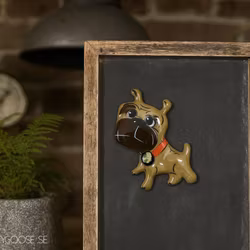 Magnet - Handgjord glasfigur, MOPS, Glasfusing