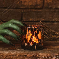 Handgjord värmeljushållare 9cm, Brun/beige/svart