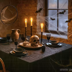 Bordsduk 100% bomull, Svart, 220x140cm