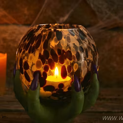 Munblåst Värmeljushållare Ø15cm, Brun/beige/svart