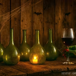 Munblåst vas av återbrukat glas, Grön