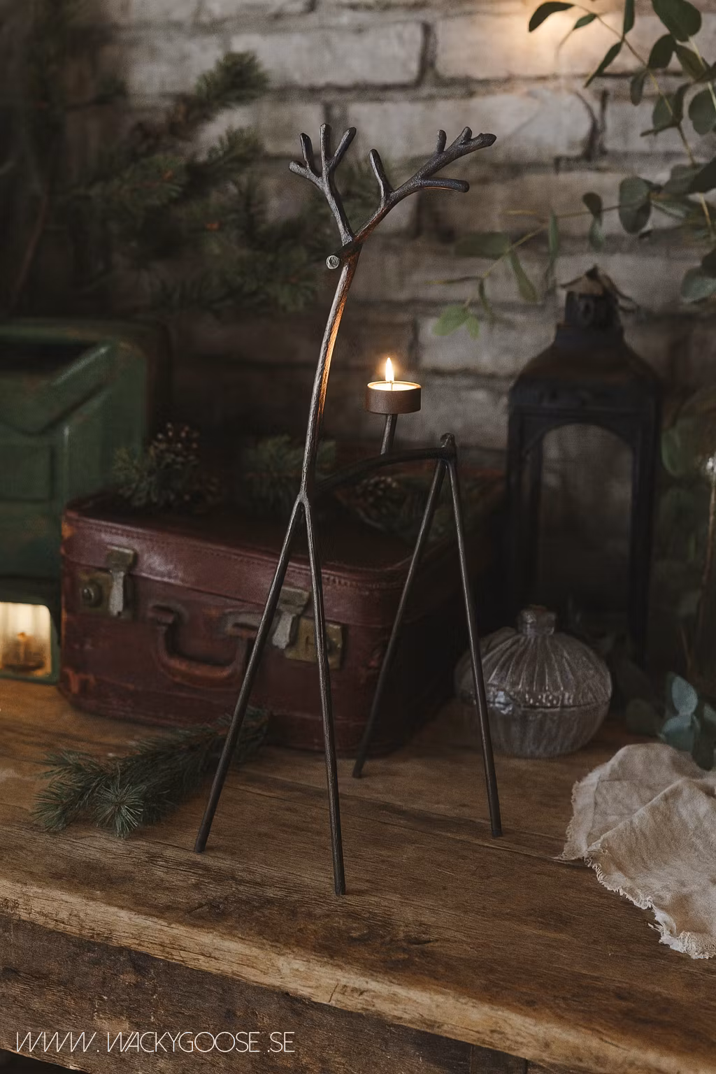 Ljusstake Ren i järn, Mässingfärgad/Rost, 47cm