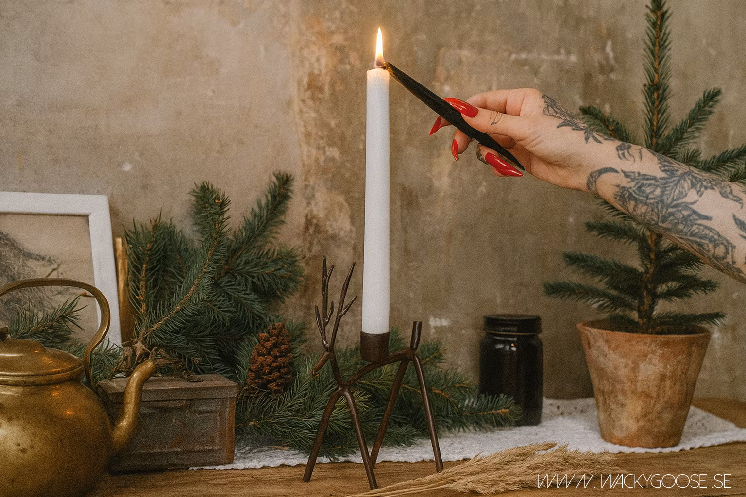 Ljusstake Ren i järn, Mässingfärgad/Rost, 24cm