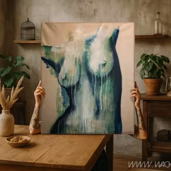 Whispers of Her, "Emerald Spirit", Originalmålning, 120x100cm
