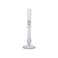 Munblåst ljusstake i glas, Klar, 24cm