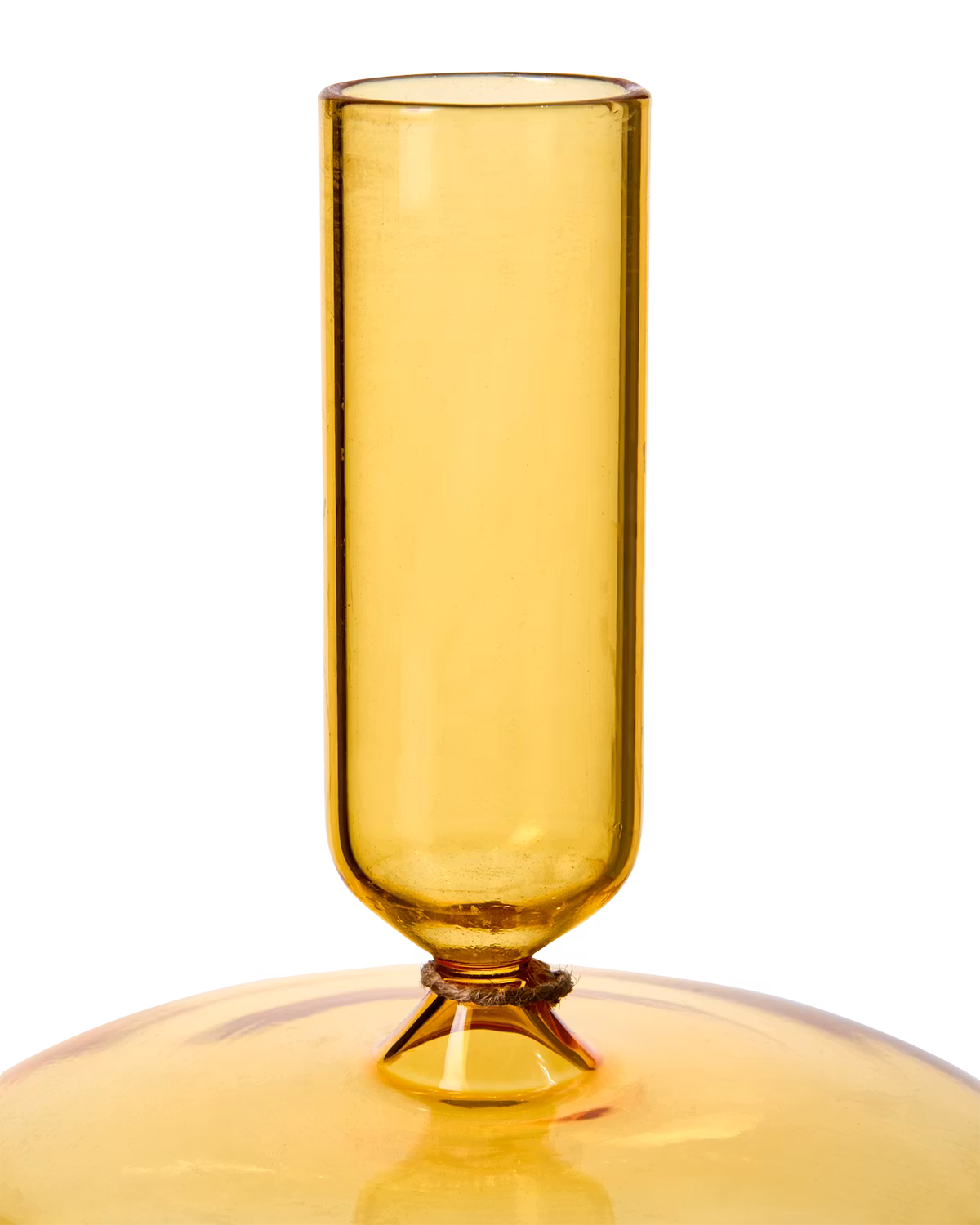 Munblåst ljusstake i glas, Gul, 14cm