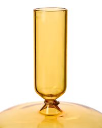 Munblåst ljusstake i glas, Gul, 14cm
