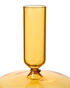 Munblåst ljusstake i glas, Gul, 14cm