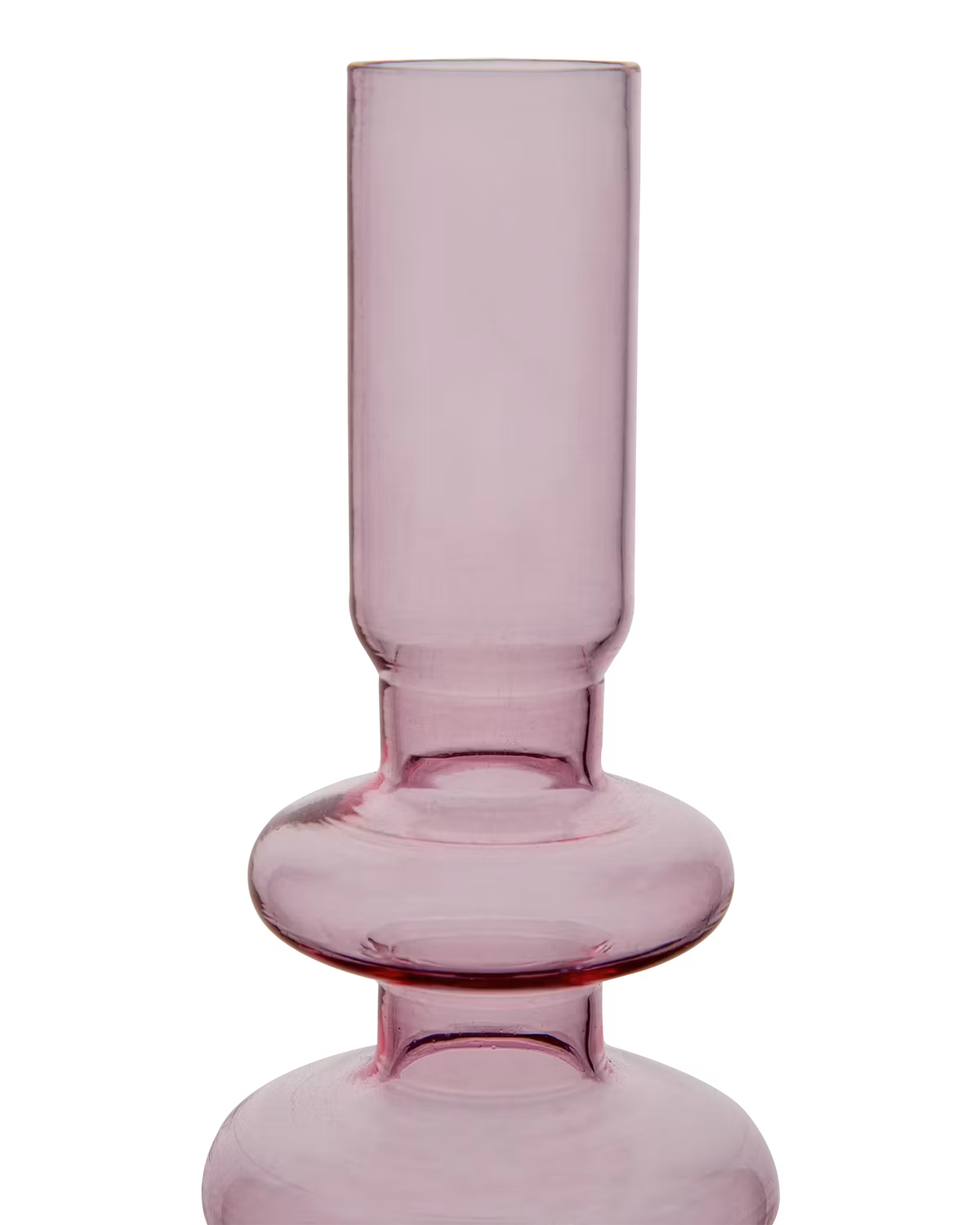 Munblåst ljusstake i glas, Rosa, 20cm