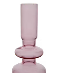 Munblåst ljusstake i glas, Rosa, 20cm