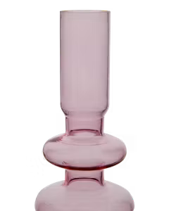 Munblåst ljusstake i glas, Rosa, 20cm