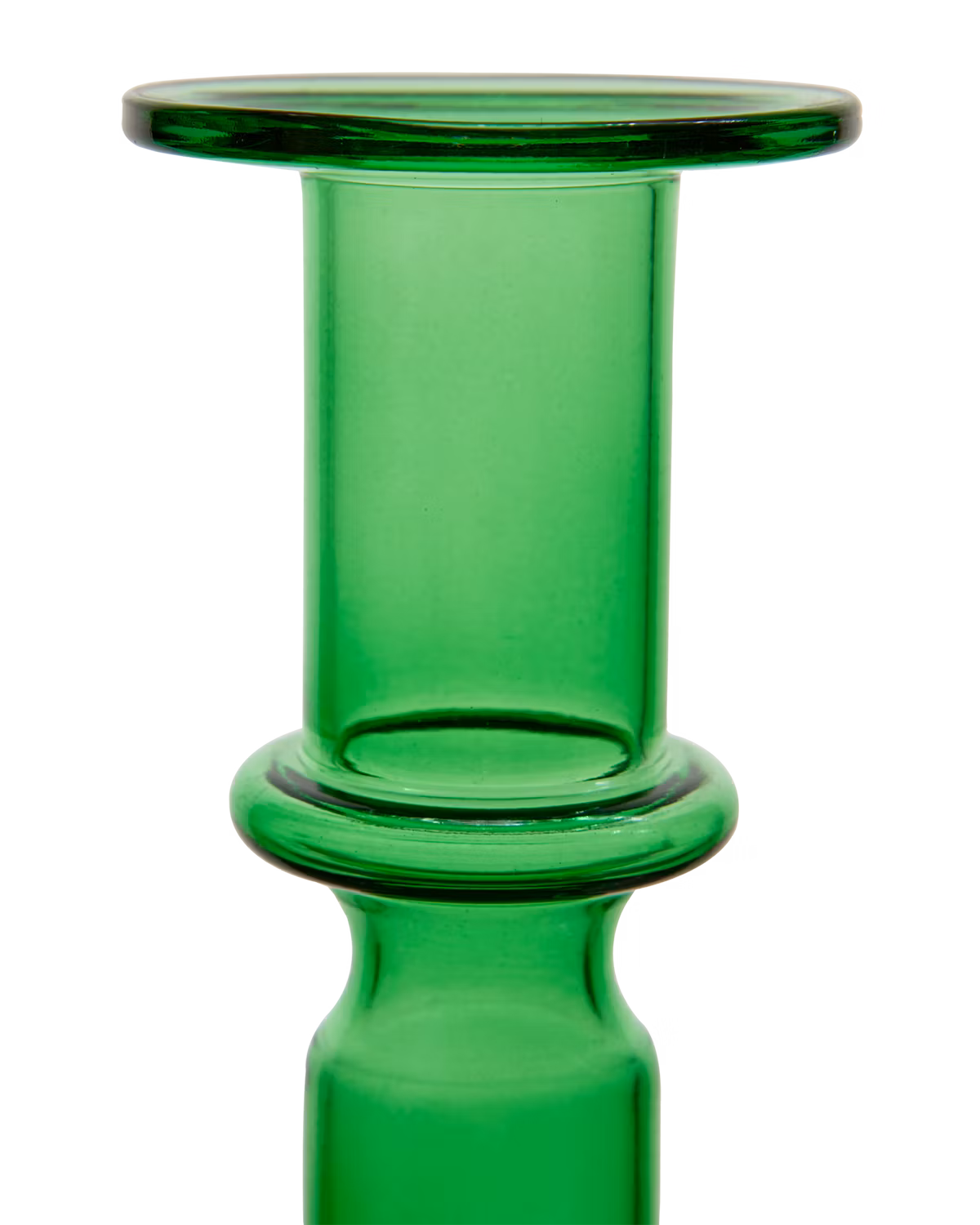Munblåst ljusstake i glas, Grön, 16cm