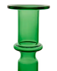 Munblåst ljusstake i glas, Grön, 16cm