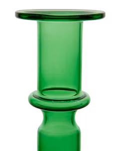 Munblåst ljusstake i glas, Grön, 16cm
