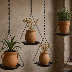 Fat till krukor att hänga/ställa, Set om 7, Återbrukat material, Hängkruka