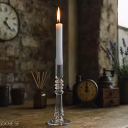 Munblåst ljusstake i glas, Klar, 24cm