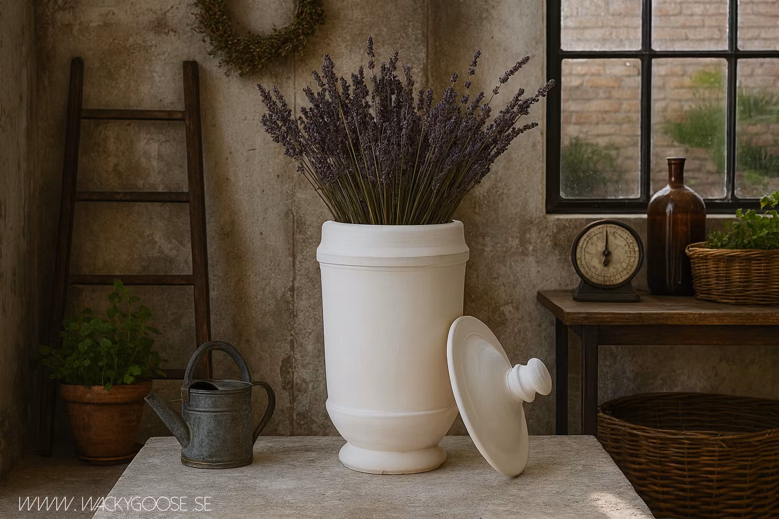 Handgjord urna med lock, 24cm