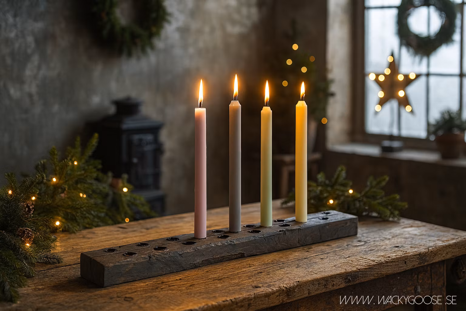 Rustik ljusstake, 17 ljus