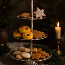 Kakfat i tre våningar, 65cm, Nickelfärgad