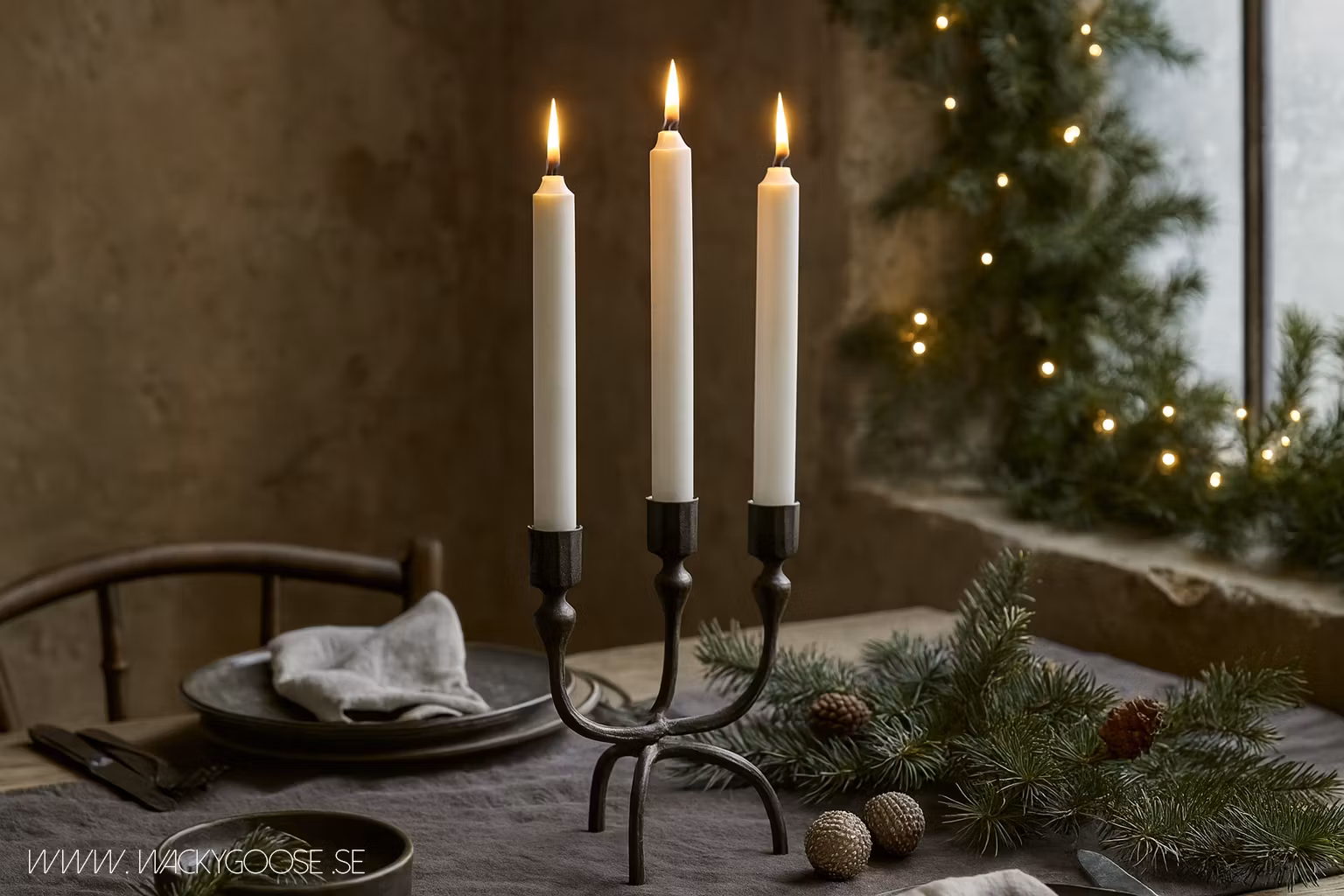 Kandelaber i järn, 19cm, Svart