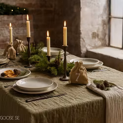 Bordsduk 100% Bomull, Grön, 220x140cm