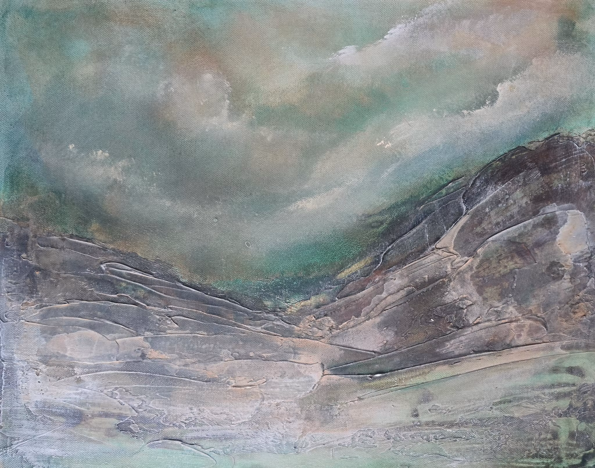 Veins of Earth, "Emerald Silence" - Originalmålning, 50x40cm