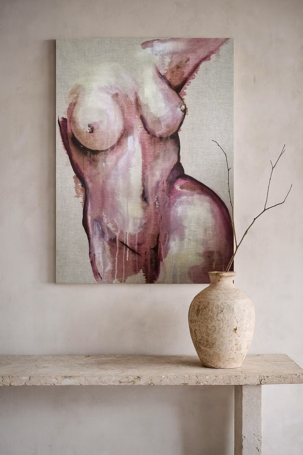 Whispers of Her, "Blush in Motion", Originalmålning, 100x80cm