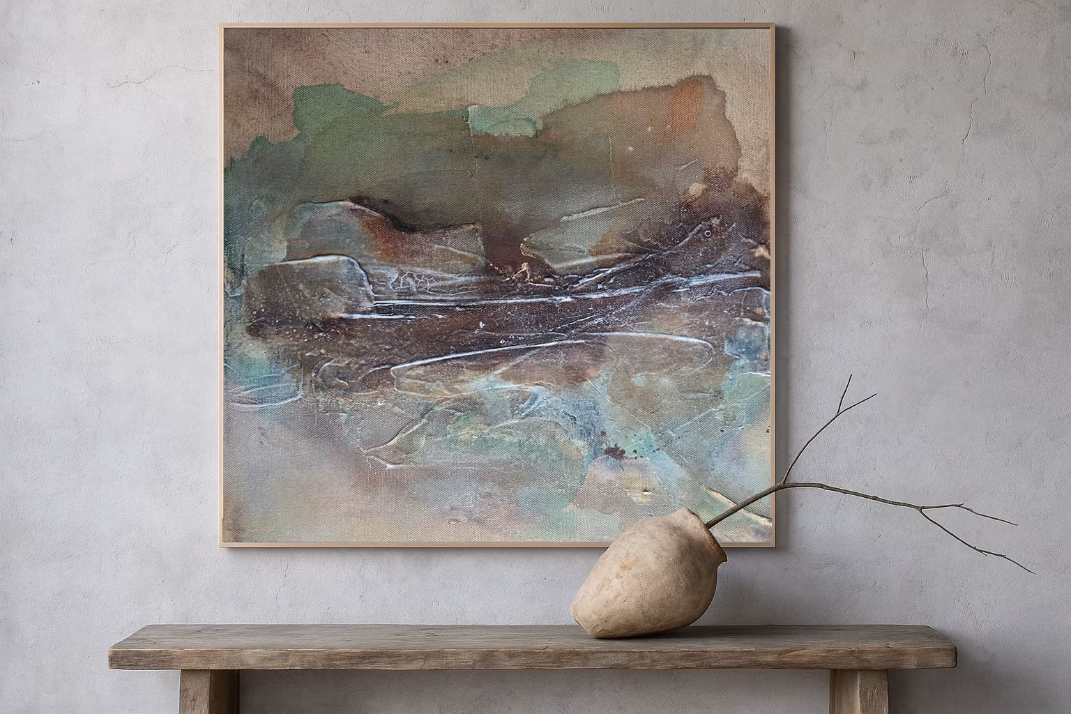 Veins of Earth "Veiled Ember" - Originalmålning, 60x60cm