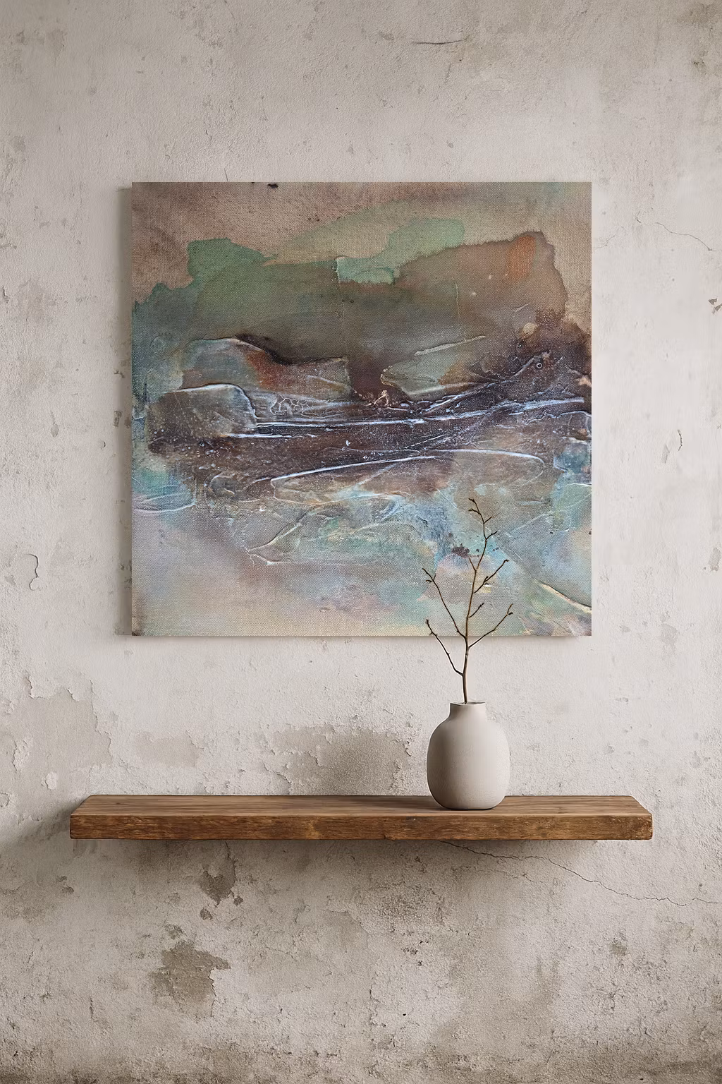 Veins of Earth "Veiled Ember" - Originalmålning, 60x60cm