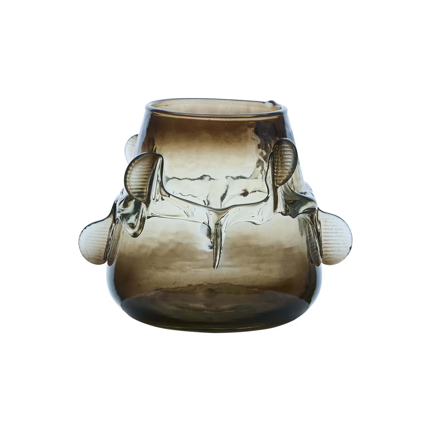 Handgjord värmeljushållare i glas, Brun