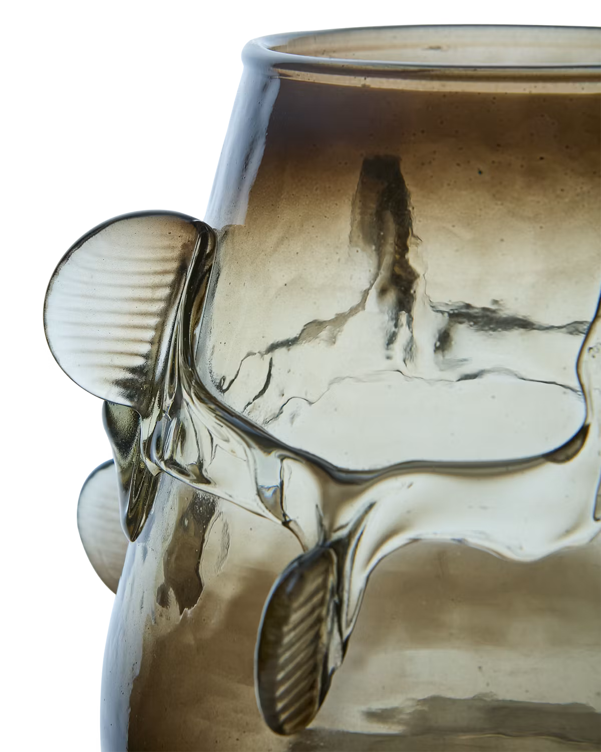 Handgjord värmeljushållare i glas, Brun