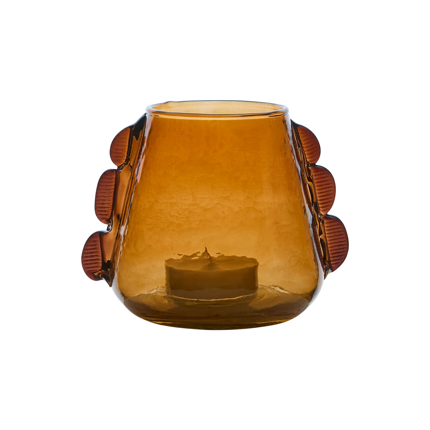 Handgjord värmeljushållare i glas, Ø15, Bärnsten